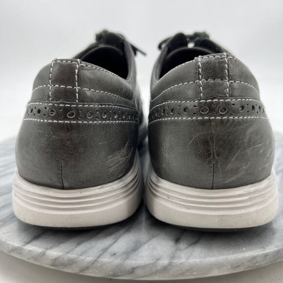 Cole Haan Mens 10 Shoes Grey Grand OS Leather Lace Up Wingtip Dress C24895 - Picture 5 of 15